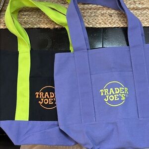 Trader Joe's Black and Purple Tote Bags Halloween edition new .
